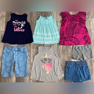 ☀️ Girl’s Summer Tank Short Sleeve Denim Shorts Clothing Bundle 6 7 Gap Justice